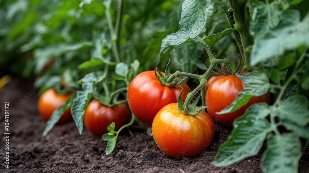 Ripe Tomatoes in a Garden Ripe Tomatoes in a Garden