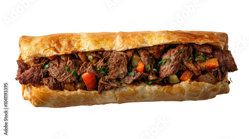 Delicious bolivian salteña filled with flavorful beef and vegetables - transparent background png
