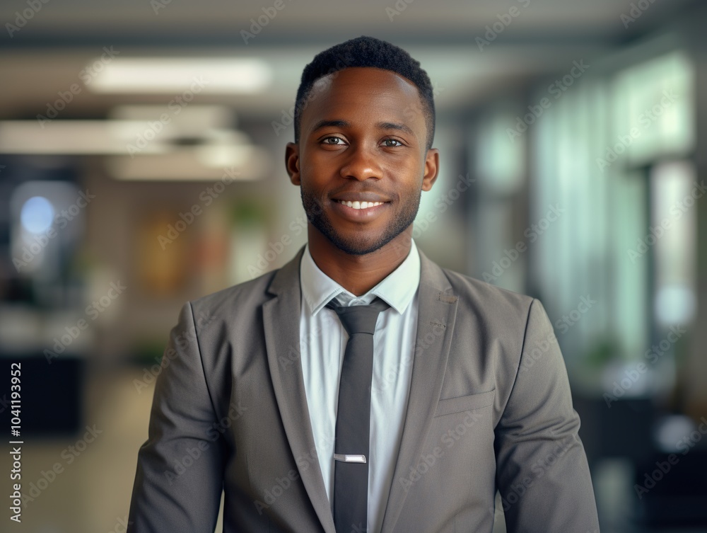 Portrait Attractive African young confident business man in business professional working office. Portrait Attractive African young confident business man in business professional working office.