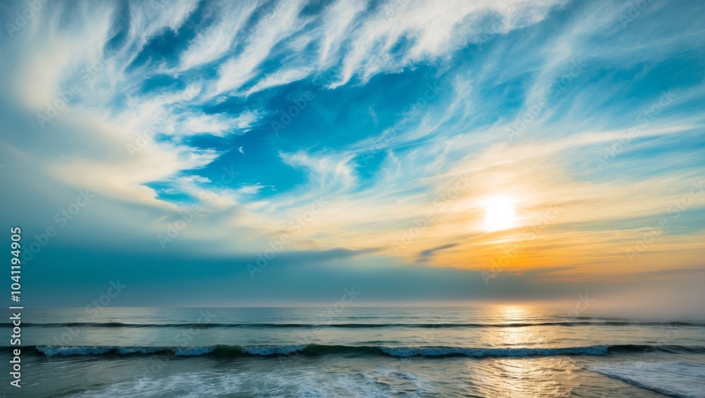 Dramatic Sky and Ocean with Sunburst Effect. Dramatic Sky and Ocean with Sunburst Effect.