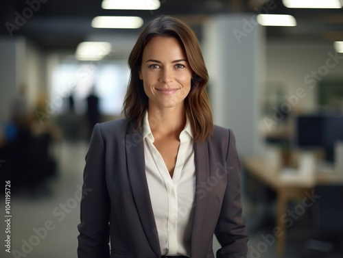 Portrait Attractive confident business woman in business professional working office