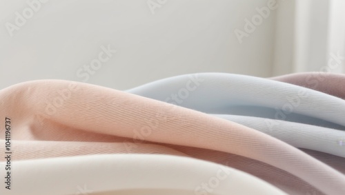 Soft Pastel Fabric Waves in Gentle Flowing Colors. photo