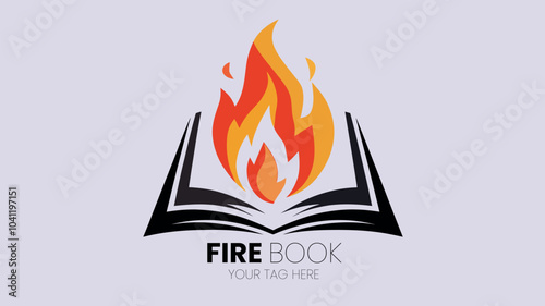 Creative Fire book Logo With Flaming Book Design