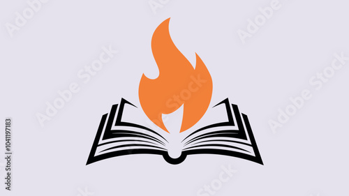 Creative Fire book Logo With Flaming Book Design