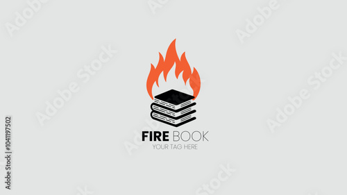 Creative Fire book Logo With Flaming Book Design