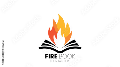 Creative Fire book Logo With Flaming Book Design