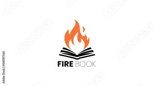 Creative Fire book Logo With Flaming Book Design
