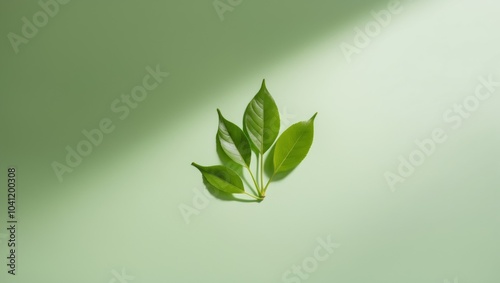 Green leaves on green background with copy space. photo