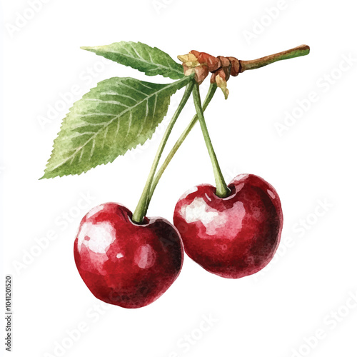 Wallpaper Mural Cherry fruit watercolor clipart illustration Torontodigital.ca