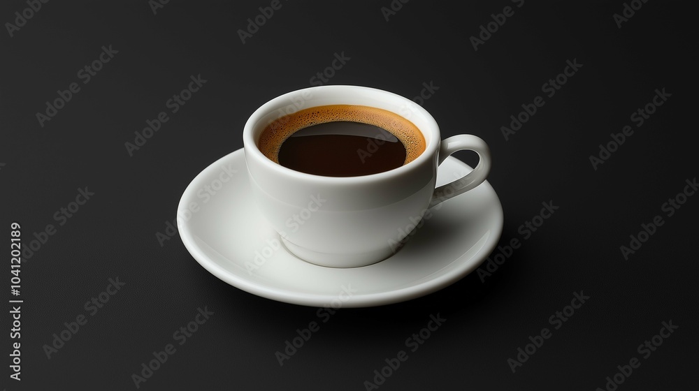 Single Espresso Shot on White Saucer Single Espresso Shot on White Saucer