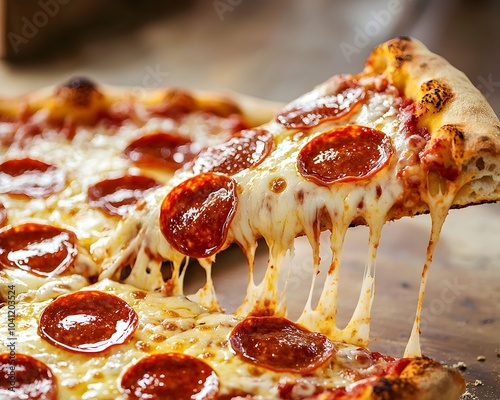 Delectable Pepperoni Pizza with Irresistible Oozing Cheese and Toppings the Ultimate Comfort Junk Food