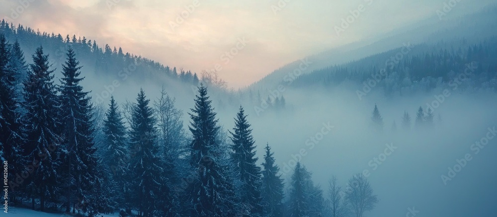 Winter Morning At Beautiful Mountain Forest Winter Morning At Beautiful Mountain Forest