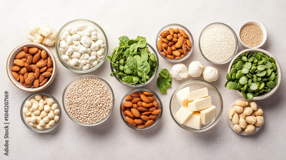 Variety of plant based protein options Concept of a nutritious diet Variety of plant based protein options Concept of a nutritious diet