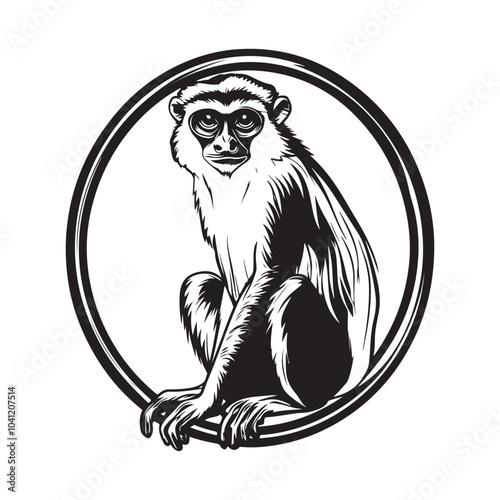 Colobus Monkey Vector Illustration Isolated on White Background Detailed Animal Design for Wildlife Enthusiasts