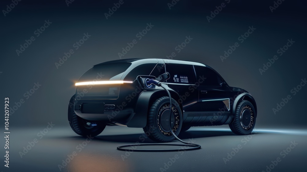 Explore the intersection of style and ecofriendliness with a dynamic 3D format showcasing an electric vehicle Explore the intersection of style and ecofriendliness with a dynamic 3D format showcasing an electric vehicle