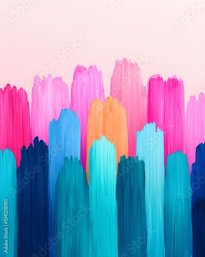 Vibrant abstract paint strokes in pink and blue hues