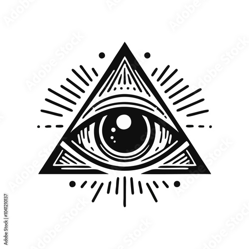 eye triangle logo icon design black white