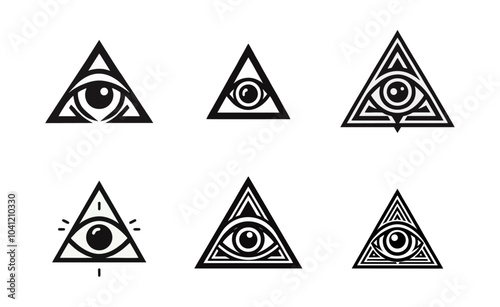 eye triangle logo icon design black white