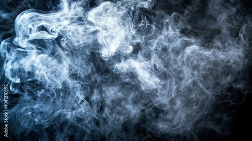 Dramatic smoke or fog effect in dark room on black background for product presentation