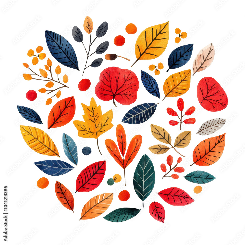 Colorful autumn leaf arrangement. , transparent, Clipart