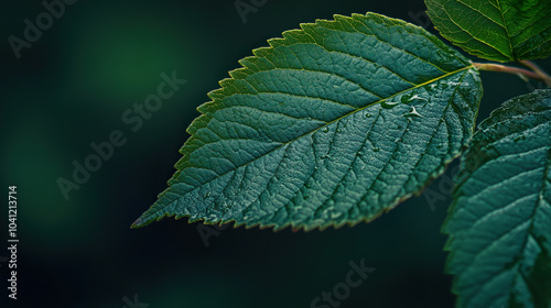 Dark green leaf closeup texture background wallpaper