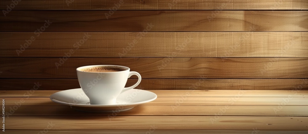Cup Of Coffee On Tray On Wooden Table Background Cup Of Coffee On Tray On Wooden Table Background