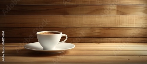 Cup Of Coffee On Tray On Wooden Table Background