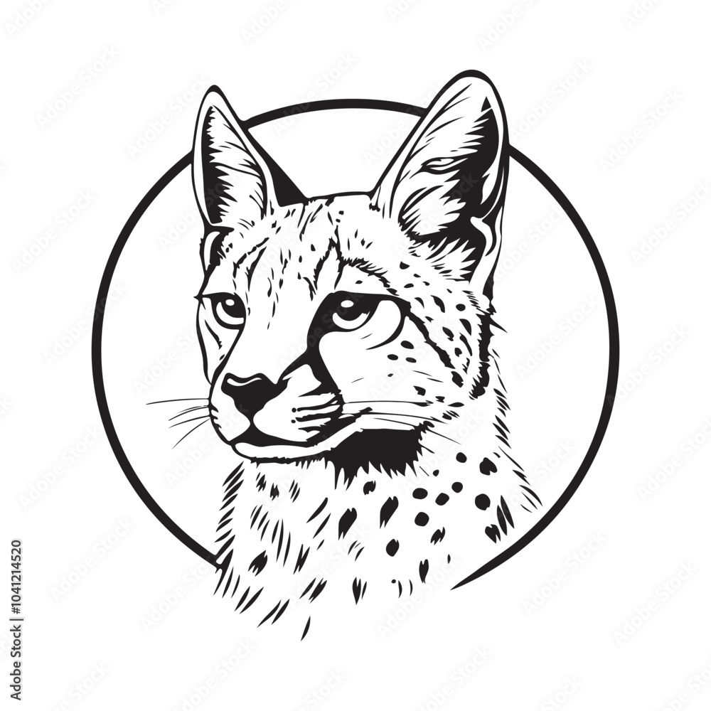 Serval hunter animal image vector Image Isolated on White Background Serval hunter animal image vector Image Isolated on White Background