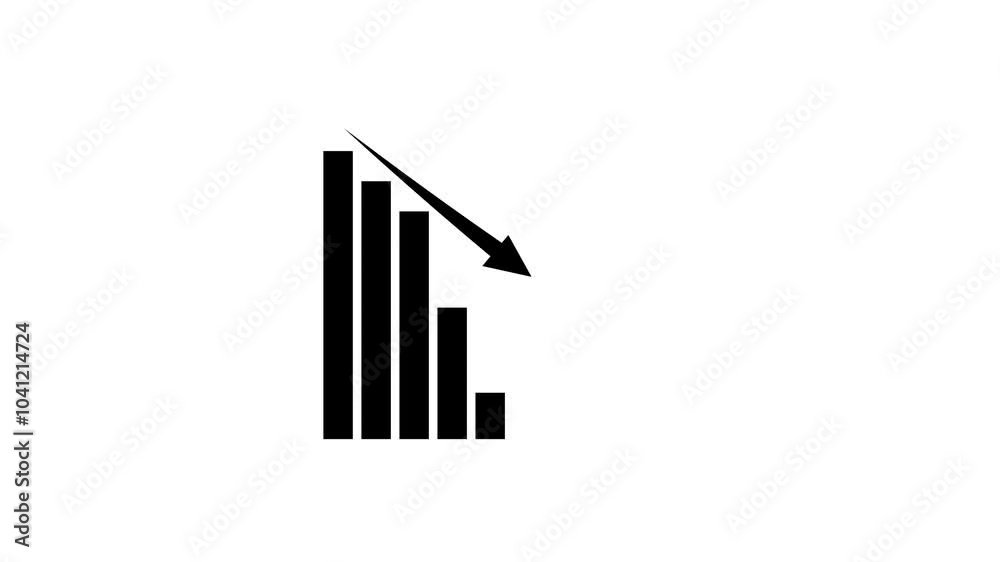 Business graph chart with downwards trend animation on grid line black background. Business graph chart with downwards trend animation on grid line black background.
