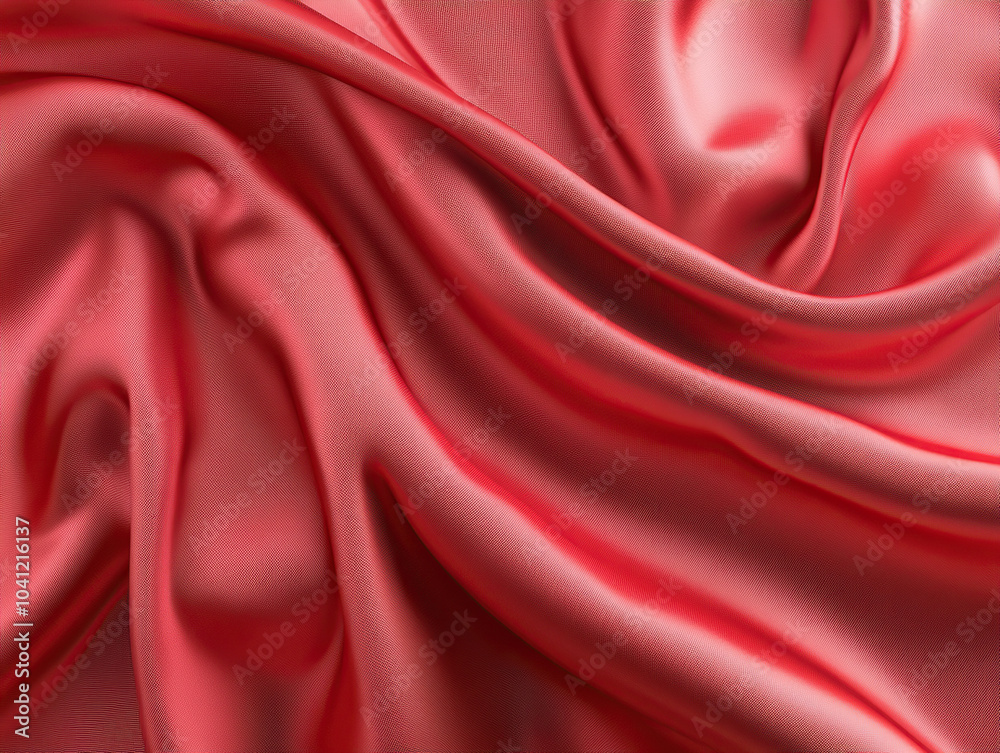 Obraz premium Shiny Red Silk Material Draped in Waves