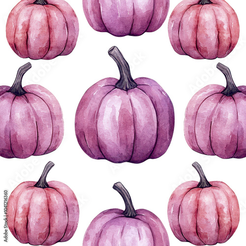 Purple pumpkins, seamless pattern design , transparent, Clipart photo