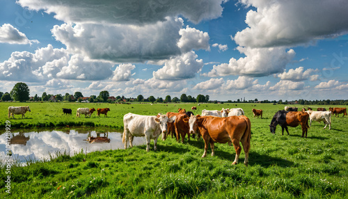 Troupeau de vaches dans un paysage bucolique photo