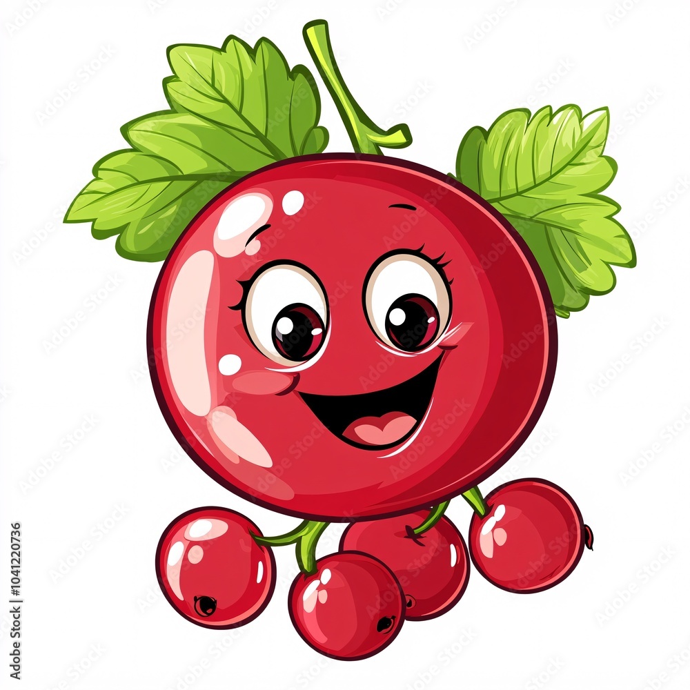 Obraz premium A cartoon red currant with a happy expression
