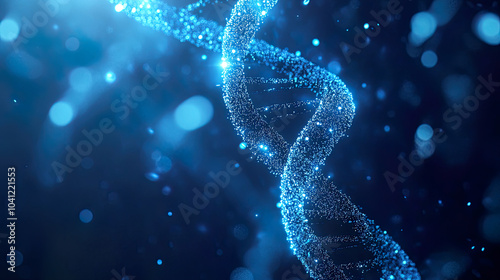 Biotechnology background blue human DNA structure molecule DNA. Medical, science and technology