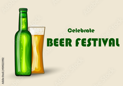 Beer glass filled to the brim with a golden amber brew. Beer mug with foam. Vector designs for use in banner,poster,card,invitation. Oktoberfest