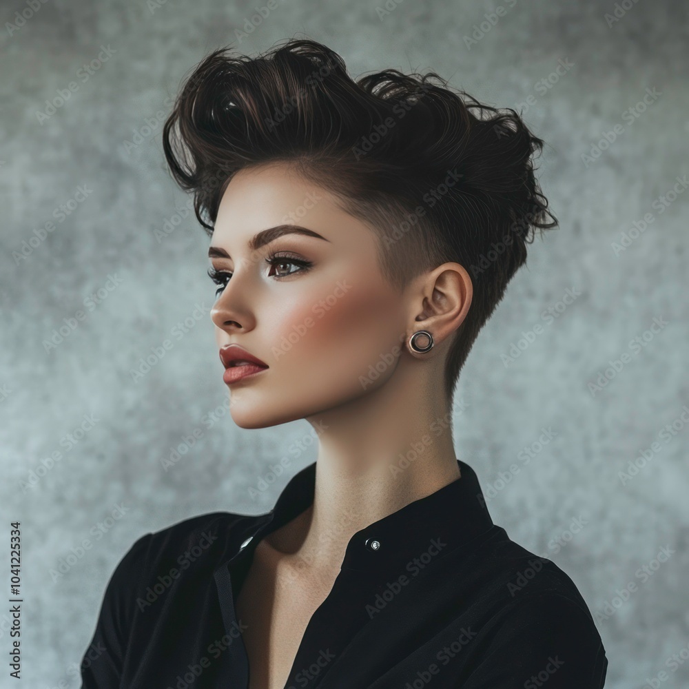 Confident woman with a stylish haircut Confident woman with a stylish haircut