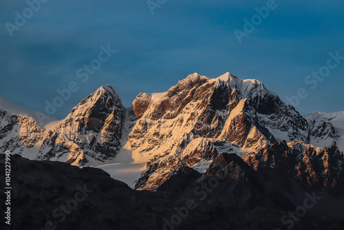 Sunset on Piz Argient, Piz Zupò and Crestaguzza, Bernina massif, Italy landscape photo