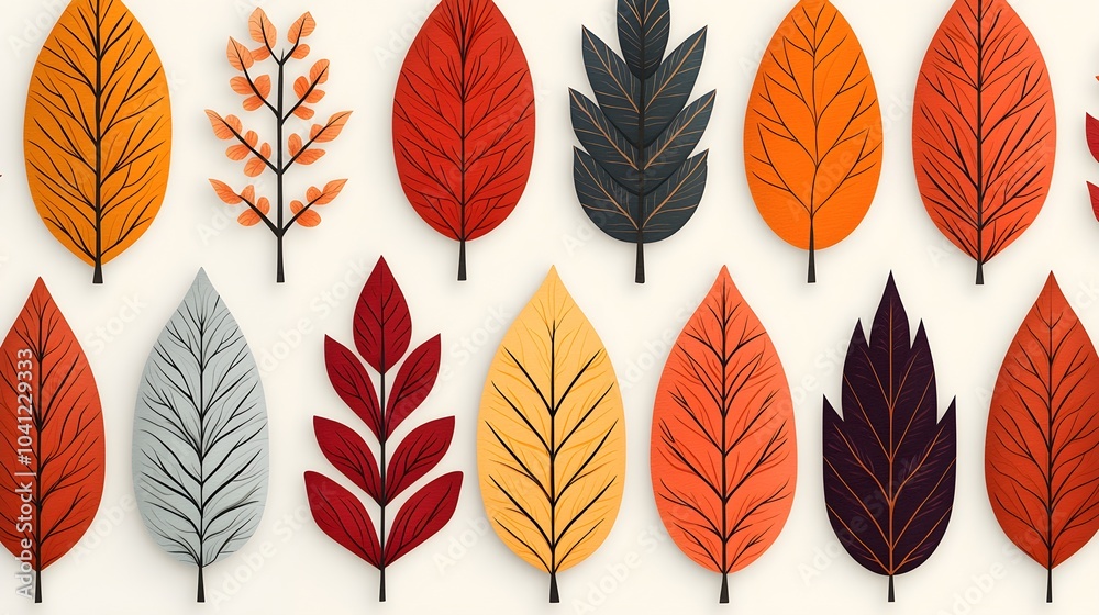 Fototapeta premium Vibrant autumn leaves in a decorative arrangement