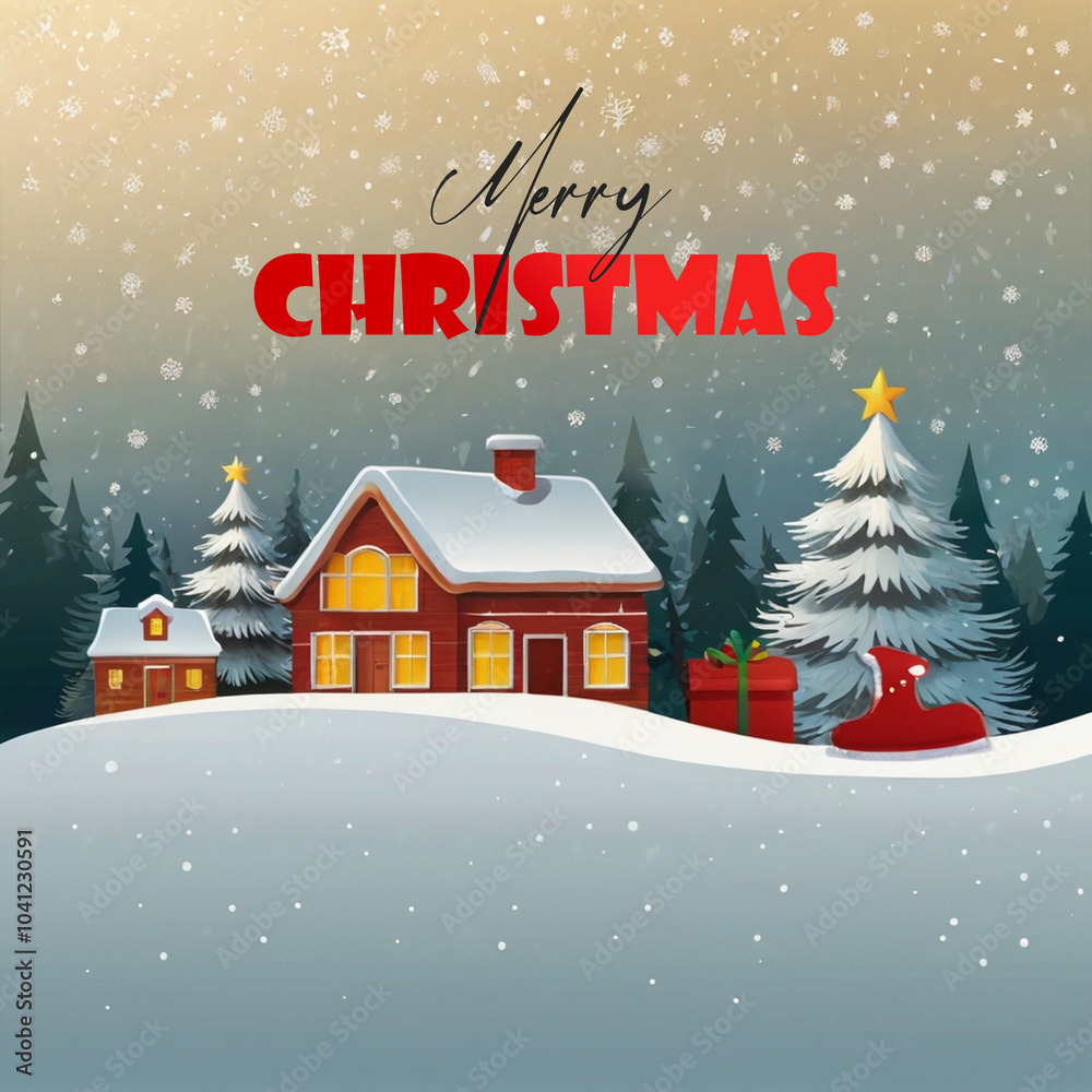 Fototapeta premium Merry christmas realistic banner design