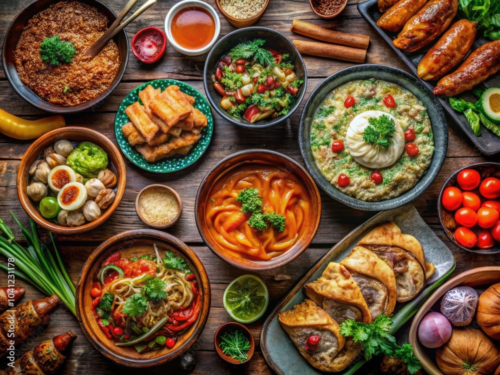 Delight in a lively selection of global traditional dishes, featuring delectable croissants, savory ramen, and other unique culinary creations from various cultures. Delight in a lively selection of global traditional dishes, featuring delectable croissants, savory ramen, and other unique culinary creations from various cultures.