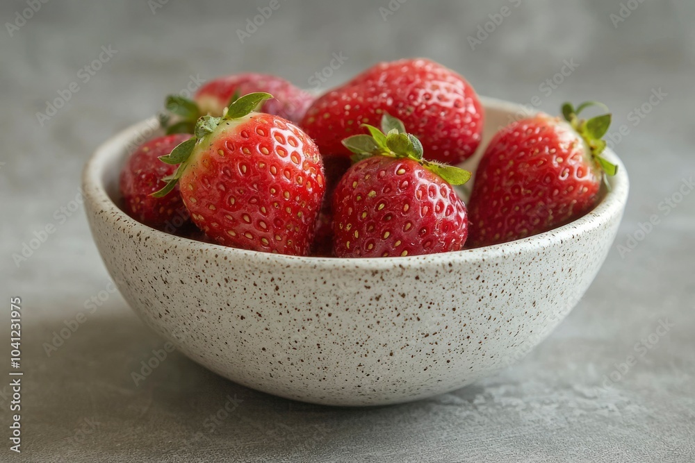 Fresh Red Strawberries in a White Speckled Bowl