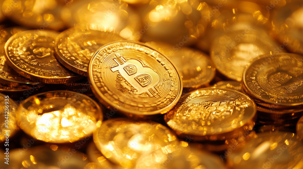 Gleaming gold coins represent stability and security in an inflation-affected financial market, offering a reliable store of value for investors seeking protection against economic uncertainty and the Gleaming gold coins represent stability and security in an inflation-affected financial market, offering a reliable store of value for investors seeking protection against economic uncertainty and the