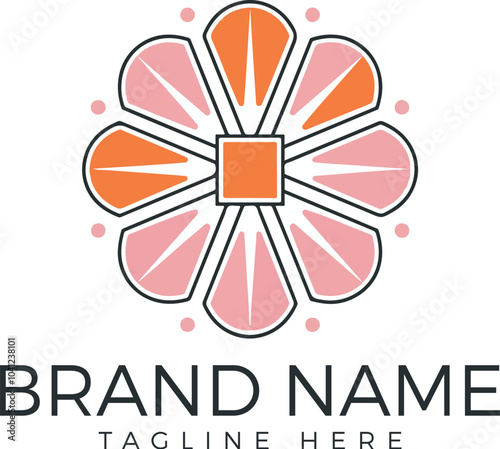 Illustration of wildflower concept fashion logo design template.Generative AI.