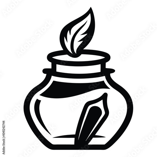 Hand Drawn Inkwell Vector icon on white background