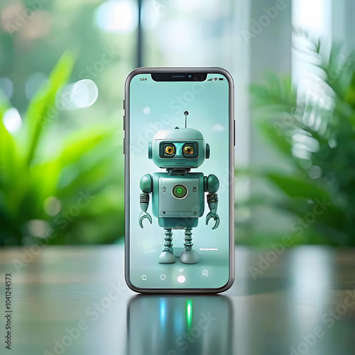 Close Up Smartphone Displaying AI Chatbot Conversation Macro Shot Mobile Customer Support Solutions Ample Copy Space Around Device Photo Stock Concept