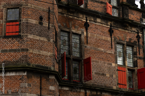 antique shutters on a house in the hague netherlands
