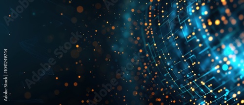 Futuristic Digital Geometry, a vibrant fusion of abstract shapes and intricate patterns, embodies the essence of advanced technology and scientific innovation in a digital realm.