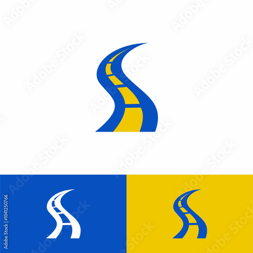 Letter S and Street Road Logo Design Vector