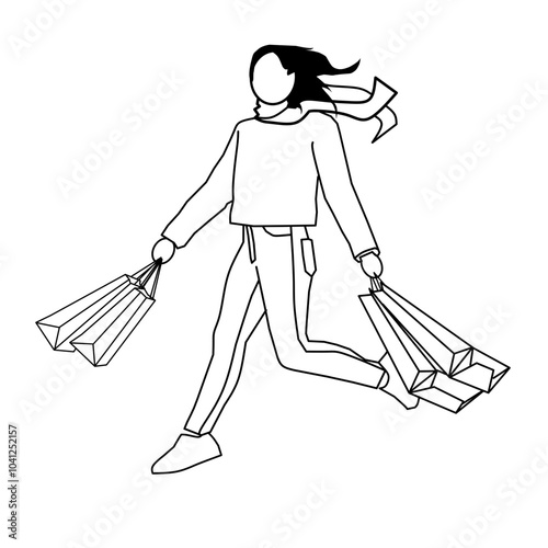 Happy Woman Shopping with Joyful Expression