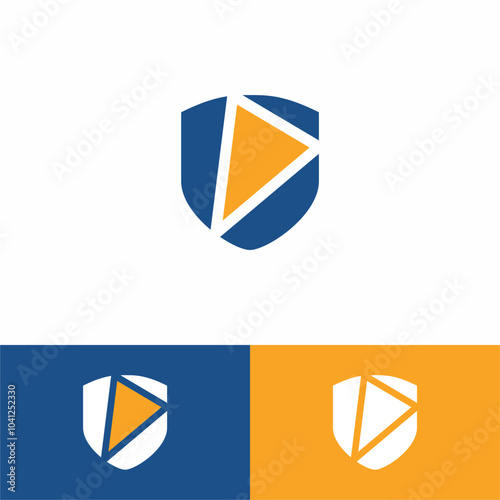 Shield and Triangle Combination Logo Design Vector